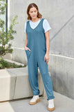 Double Take Full Size Sleeveless Straight Jumpsuit.