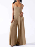 Square Neck Wide Strap Jumpsuit.