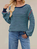 Slit Striped Oversized Sweater.