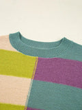 Stripe Drop Shoulder Ribbed Edge Sweater.