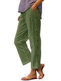 Casual Plus Size Wide Leg Button Decor Pants.