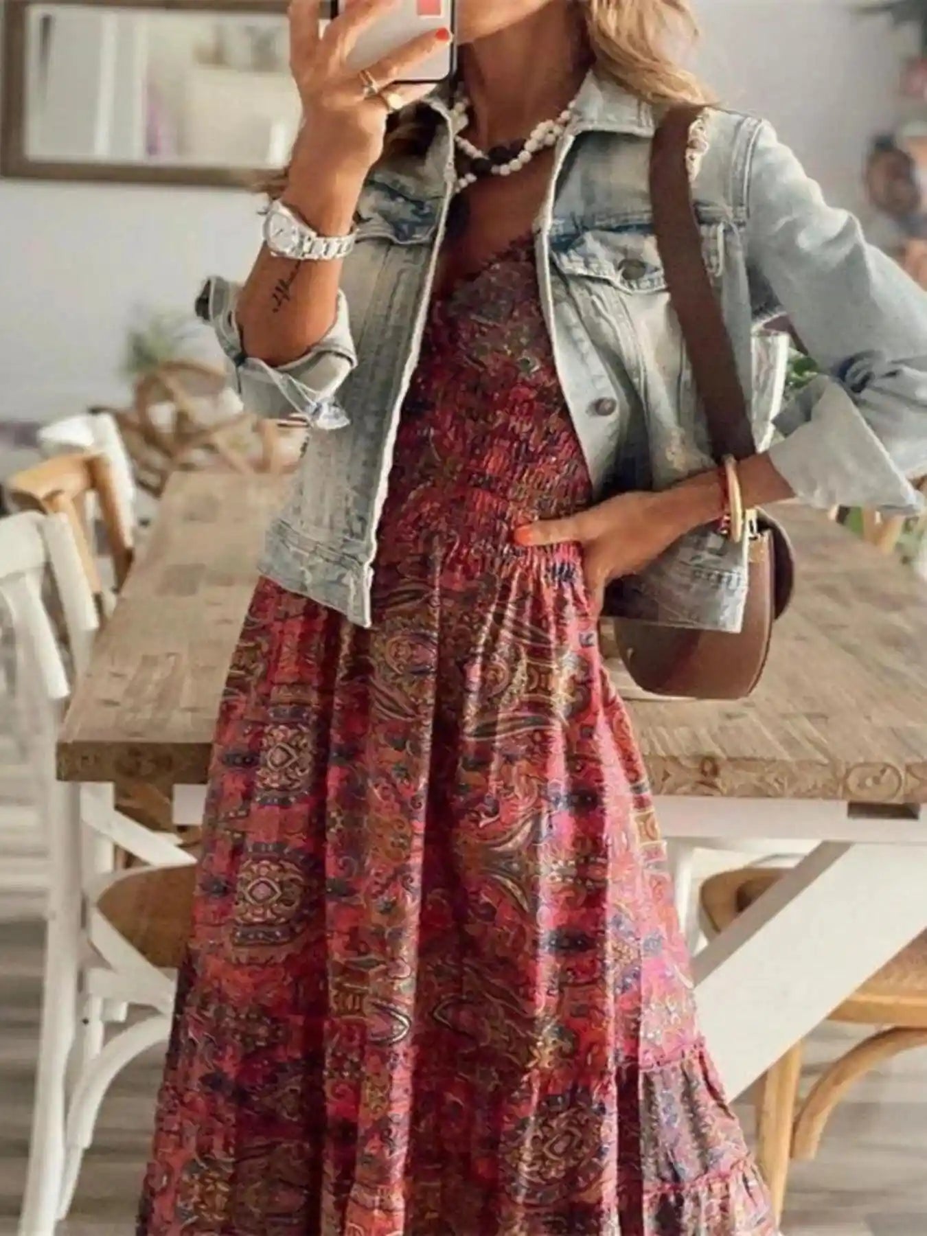 Plus Size Paisley Print Cap Sleeve Maxi Dress.