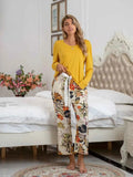 Round Neck Top & Printed Pants Lounge Set.