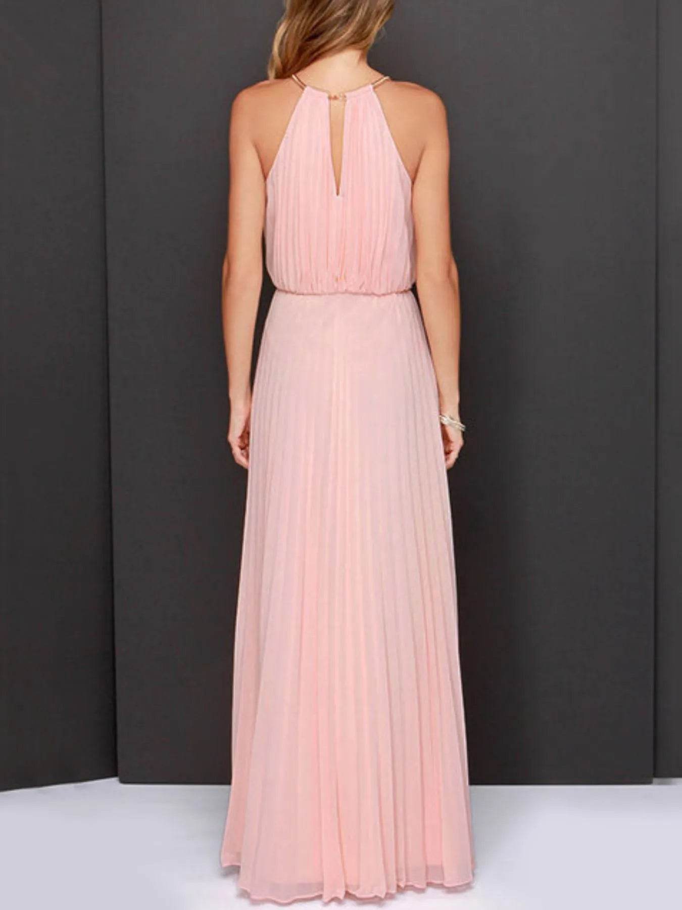 Pleated Sleeveless Maxi Tank Dress.
