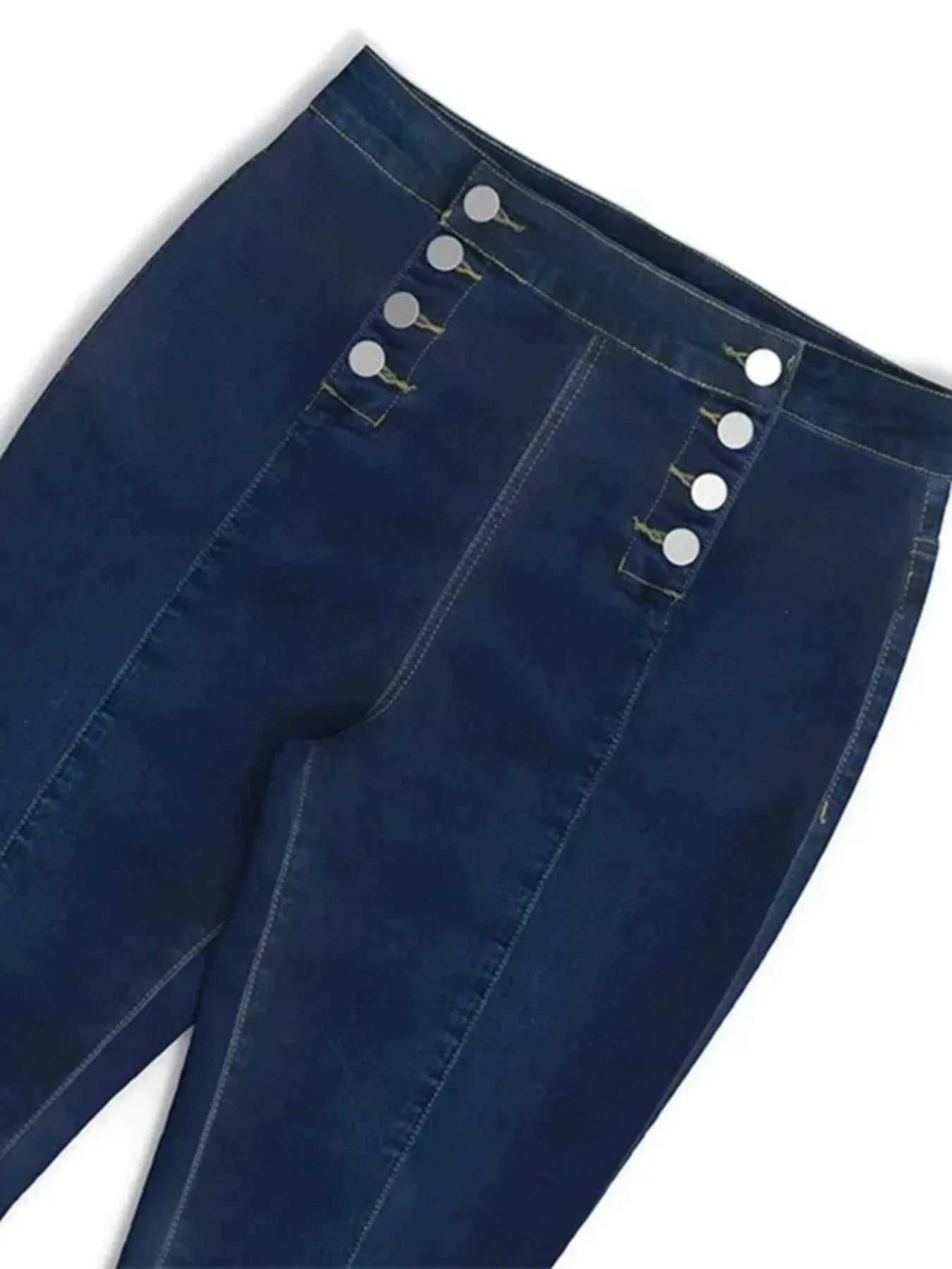 Full Size High-Waisted Double-Breasted Skinny Jeans Plus Size.