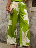 Printed V-Neck Top and Wide Leg Pants Set - EBYNN