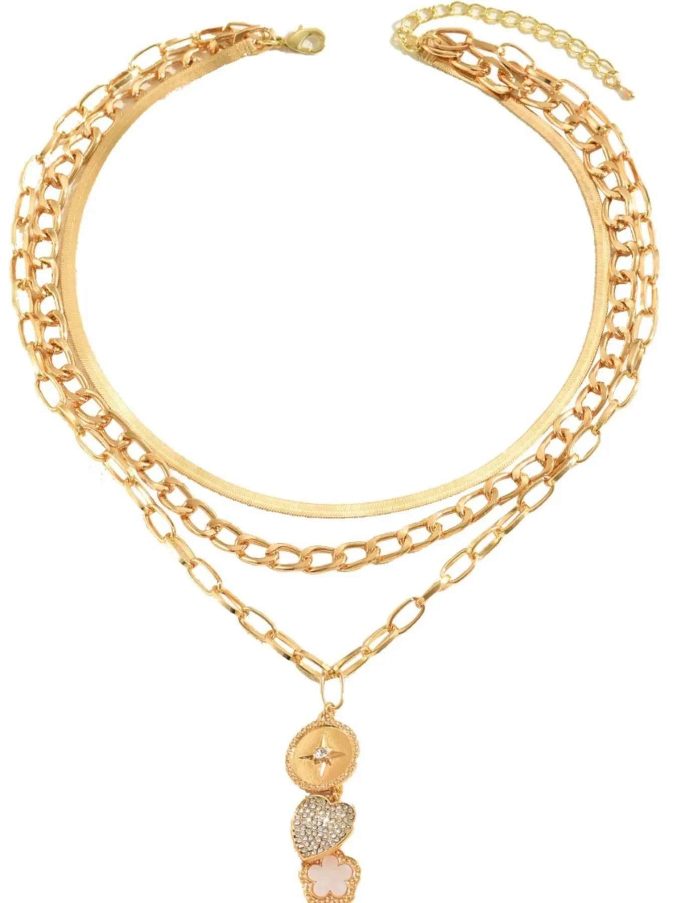 18K Gold-Plated Stainless Steel Layered Necklace.