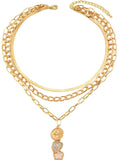 18K Gold-Plated Stainless Steel Layered Necklace.