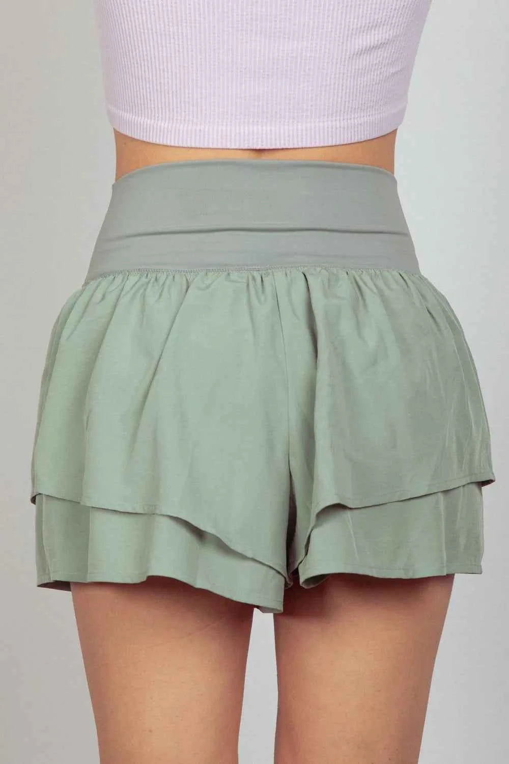 V-Shaped High Waist Layered Active Shorts.