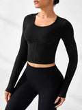 Round Neck Long Sleeve Active T-Shirt.