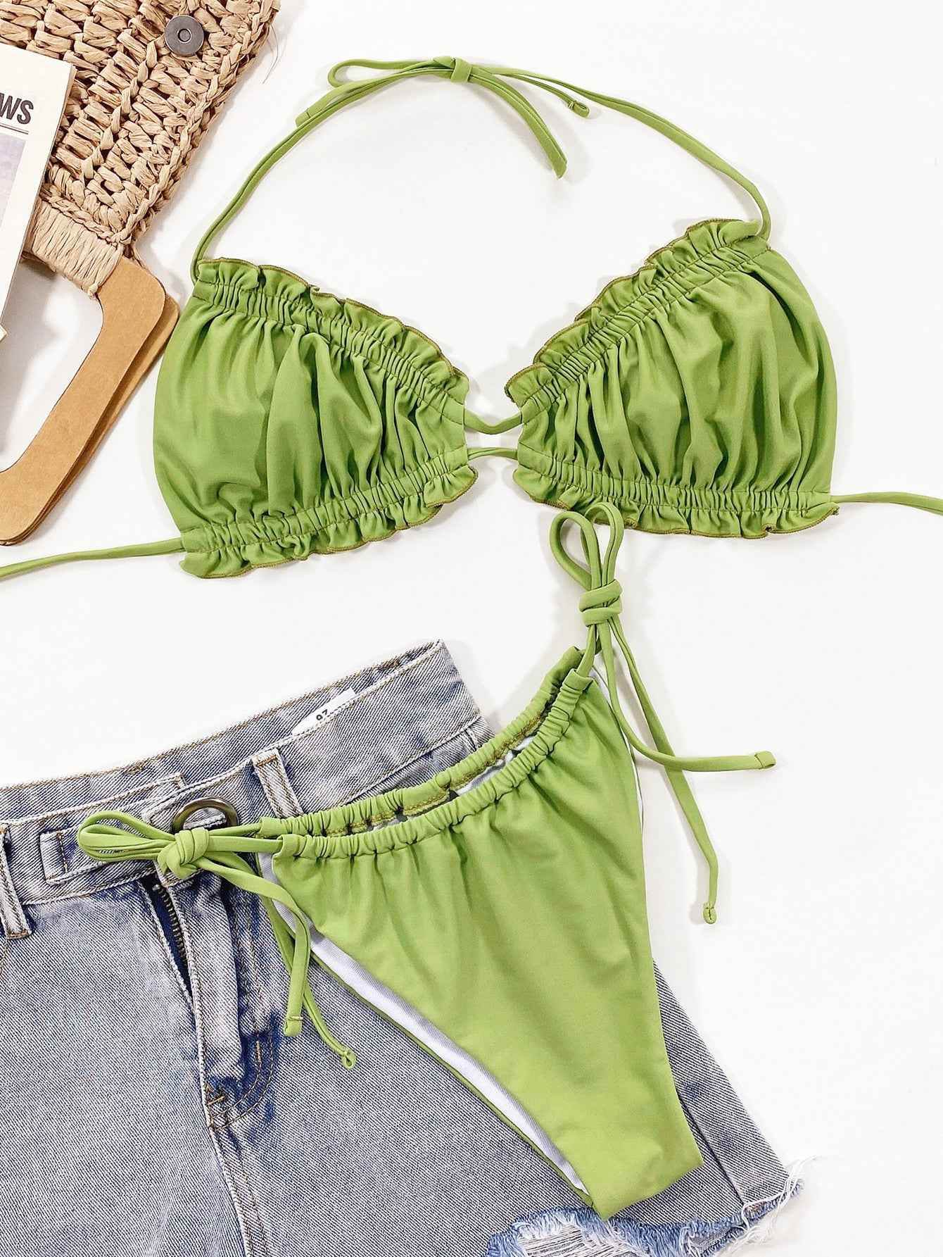 Frill Trill Halter Neck Bikini Set.