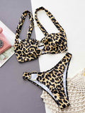 Leopard Print Ring Detail Bikini Set.