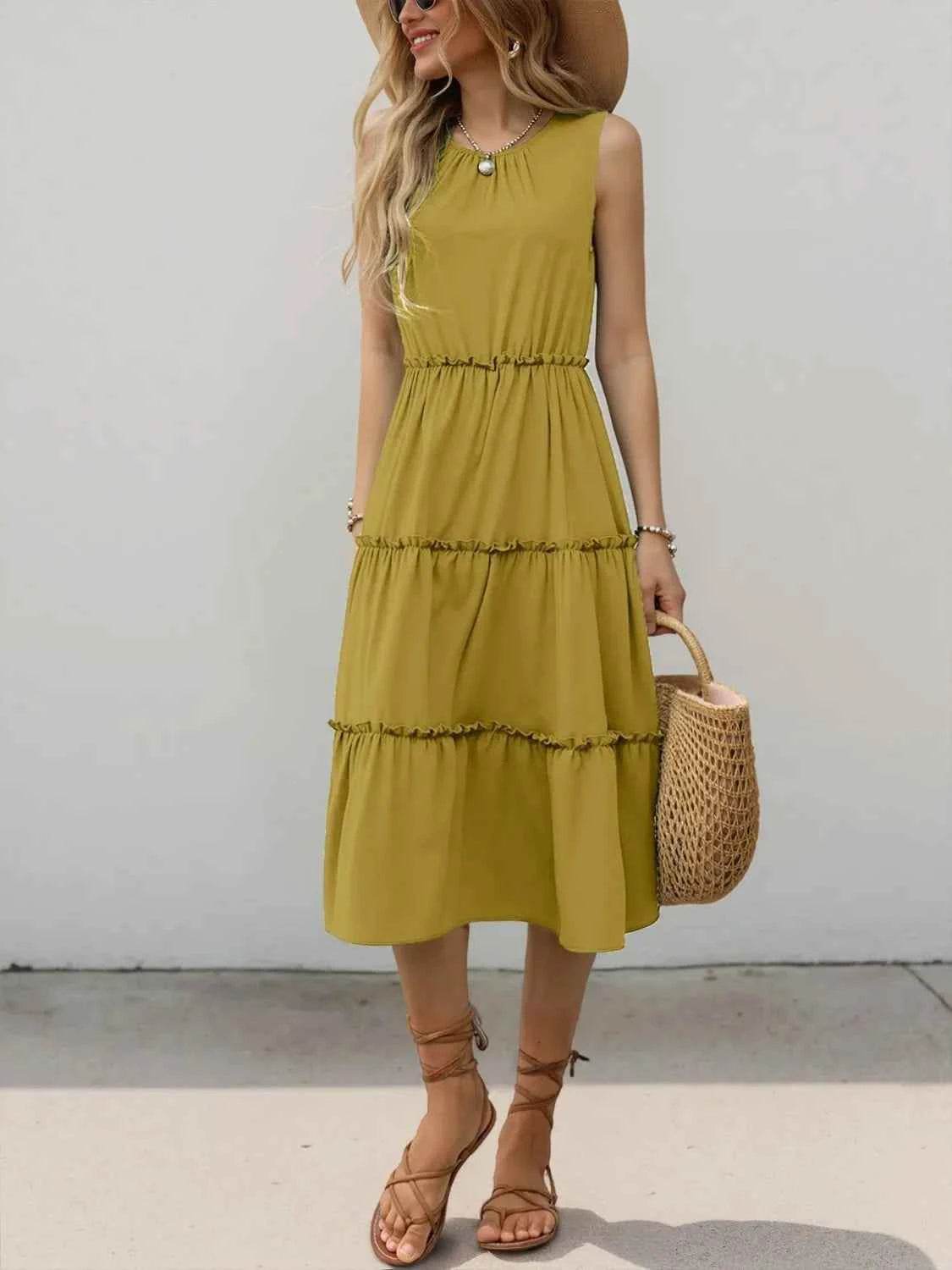 Frill Tiered Midi Dress.