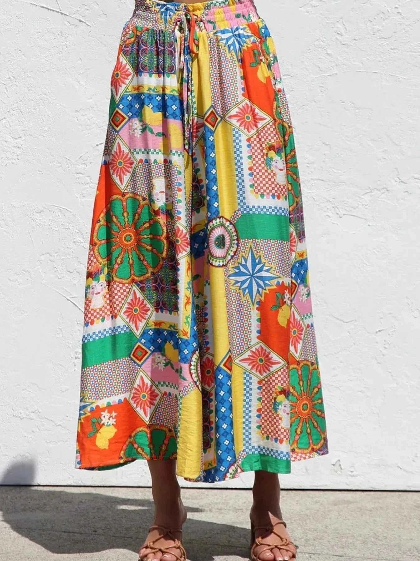 Printed Button Up Shirt and Pants Set.