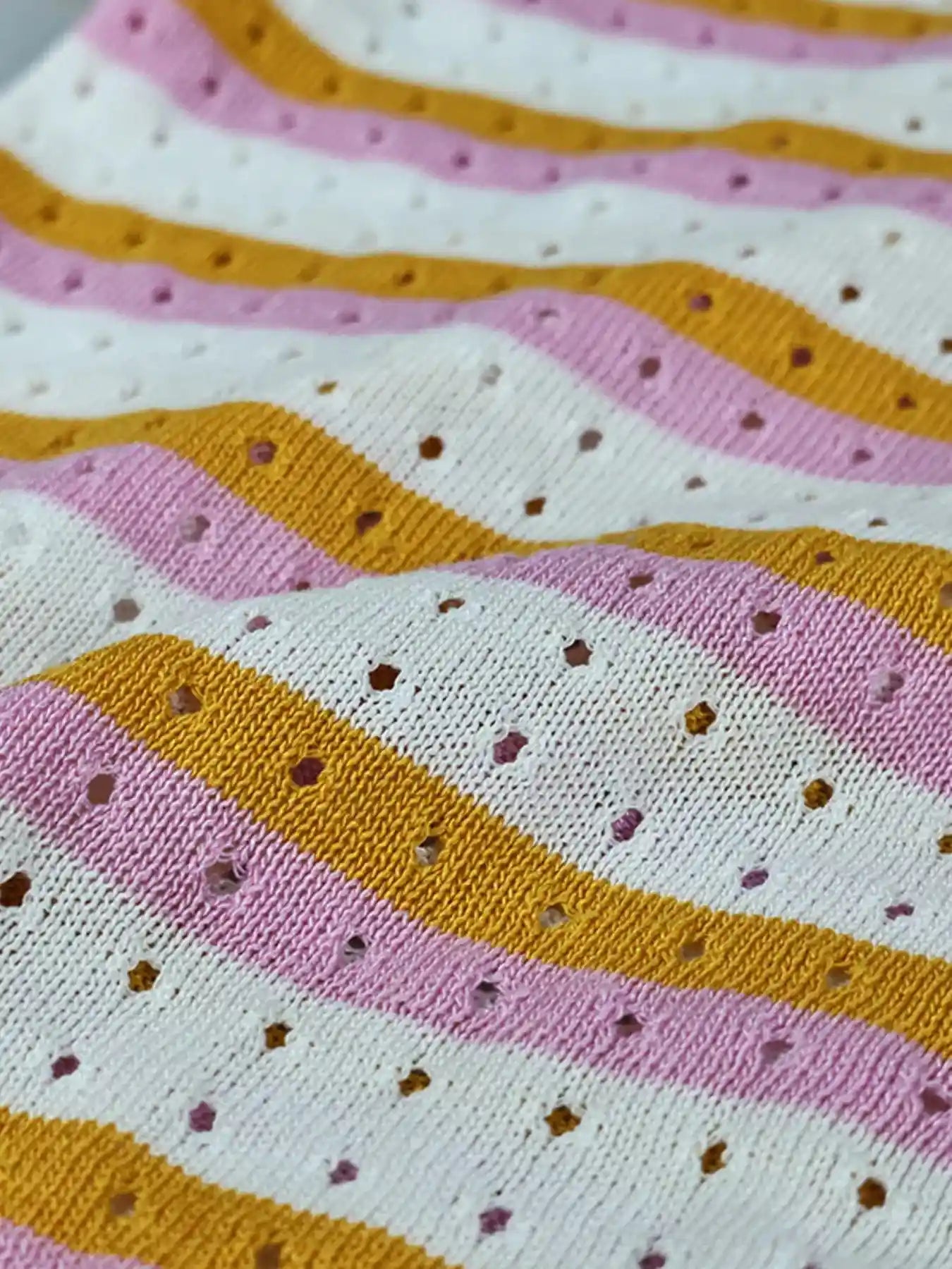 Striped Eyelet Button Up Shirt and Shorts Set.