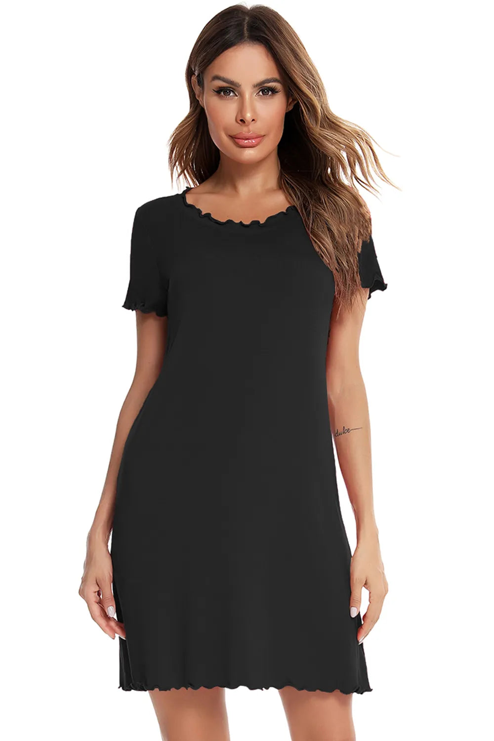 Round Neck Short Sleeve Lounge Dress.