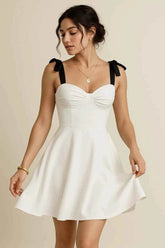 Sweetheart Neck Tie Shoulder Dress.