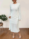 Lace Long Sleeve Midi Dress.