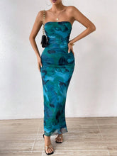 Printed Side Slit Tube Dress.