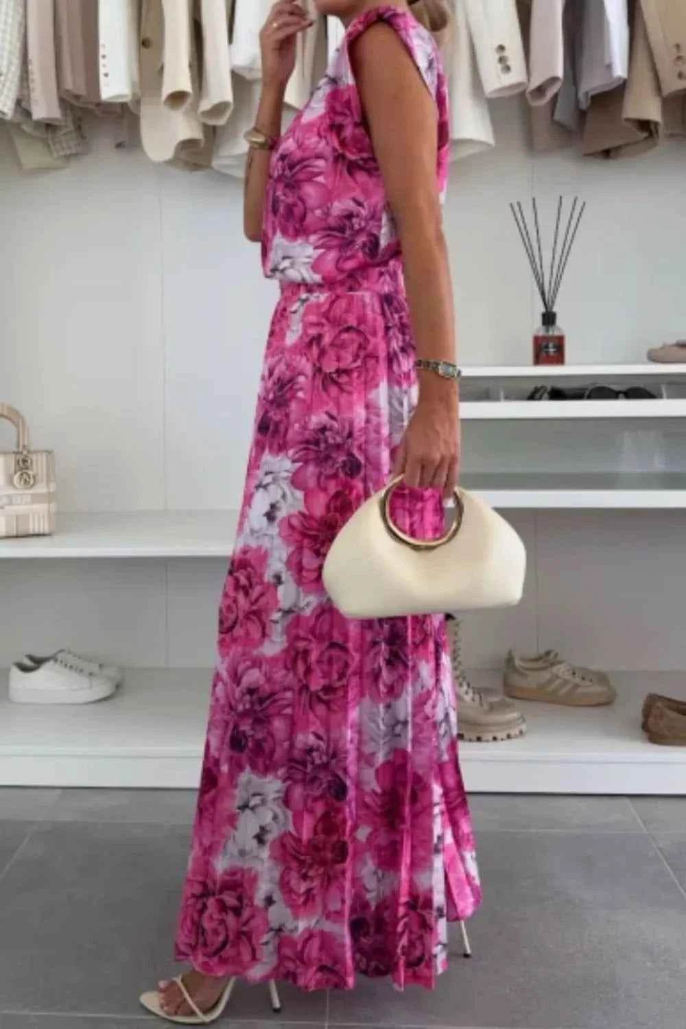 Round Neck Top and Pleated Pants Set - EBYNN