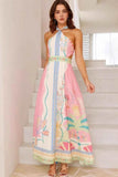 Women's Printed Halter Neck Maxi Dress.