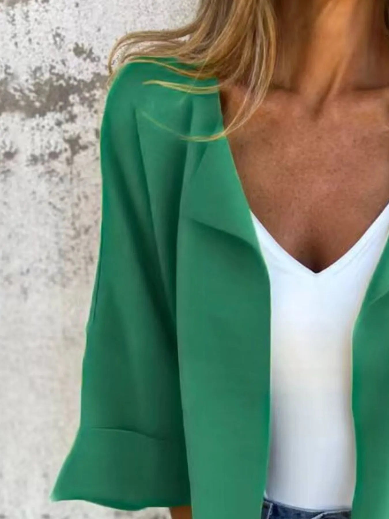 Plus Size Open Front 3/4 Sleeve Cardigan.