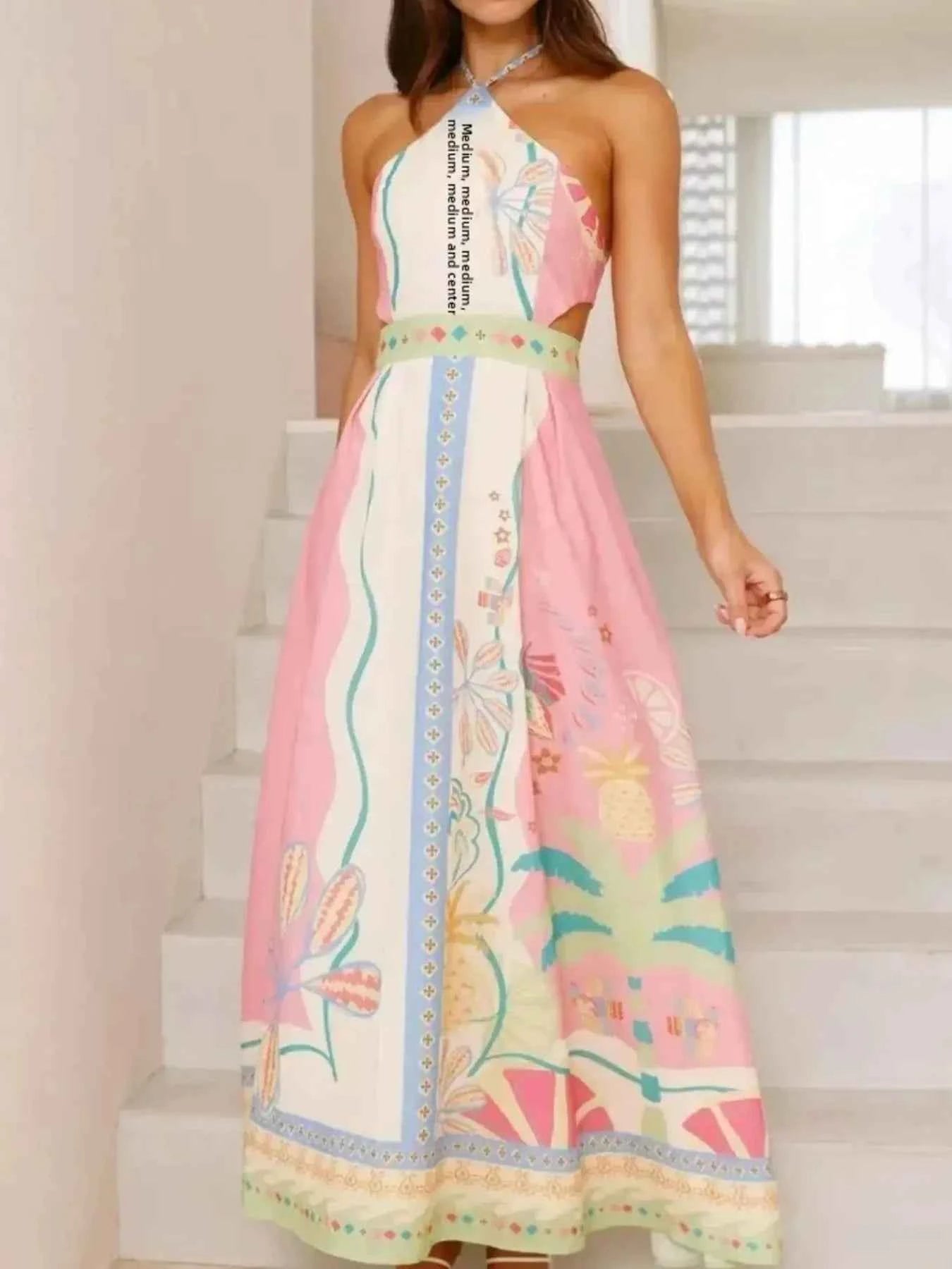 Halter Neck Printed Maxi Dress.