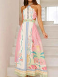 Halter Neck Printed Maxi Dress.