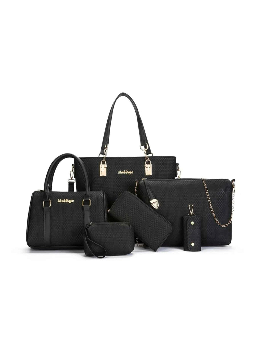 6-Piece Stylish Leather Textured Bag Set.