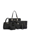6-Piece Stylish Leather Textured Bag Set.