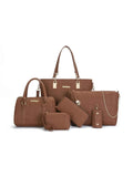 6-Piece Stylish Leather Textured Bag Set.