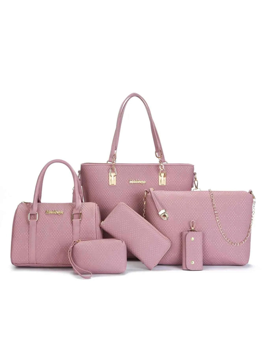 6-Piece Stylish Leather Textured Bag Set.