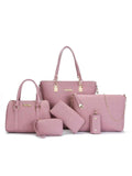 6-Piece Stylish Leather Textured Bag Set.