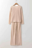 Round Neck Long Sleeve Top and Drawstring Pants Lounge Set.