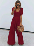 Scoop Neck Short Sleeve Jumpsuit.