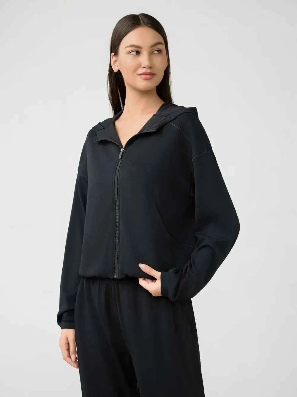 Millennia Zip Up Dropped Shoulder Active Hoodie.