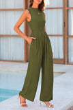 Mock Neck Sleeveless Wide Leg Jumpsuit.