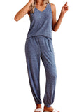 Ribbed Knit V-Neck Tank and Pants Lounge Set.
