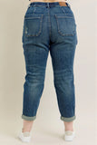 Judy Blue High-Waisted Vintage Wash Jeans with Drawstring Plus Size.