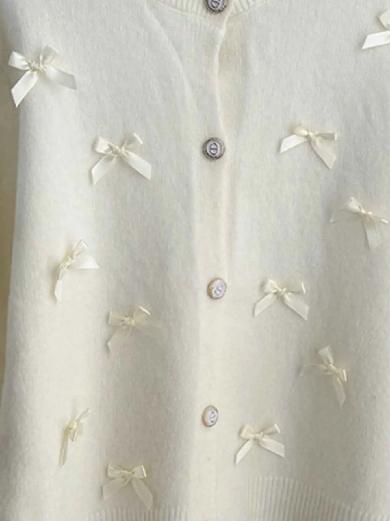 Bow Button Up Long Sleeve Cardigan.