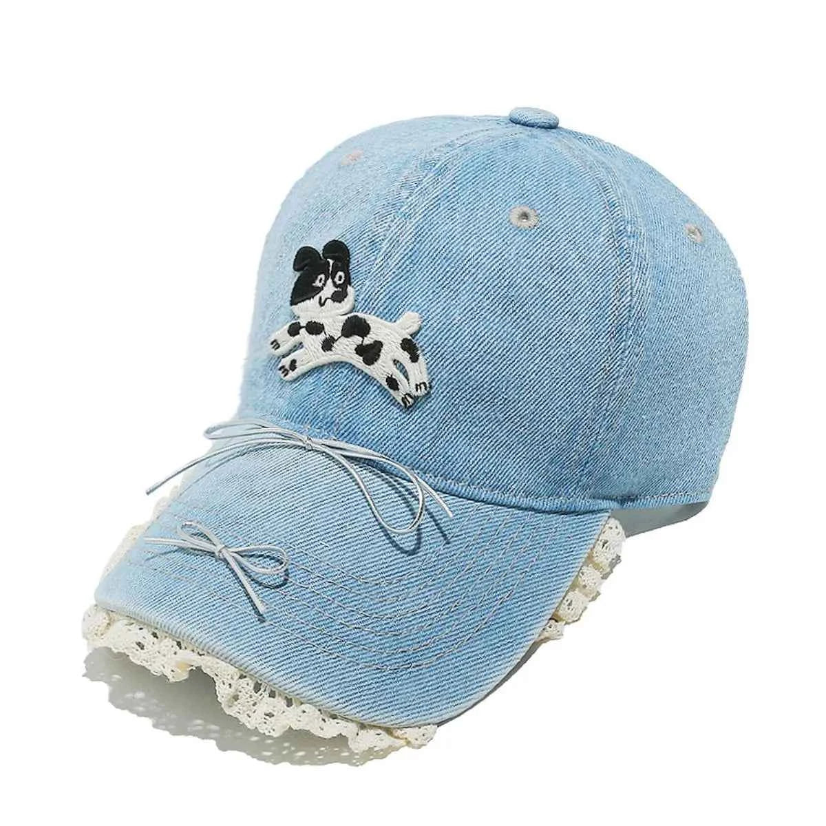 Adjustable Dog Bow Baseball Cap - 100% Cotton.
