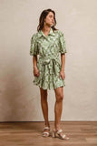 Tied Floral Mini Shirt Dress for Effortless Style and Comfort - EBYNN