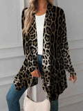 Leopard Print Oversized Long Open Front Cardigan.
