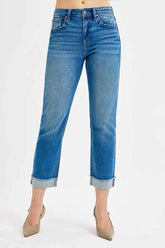 RISEN Full Size High Rise Boyfriend Fit Ankle Jeans Plus Size.