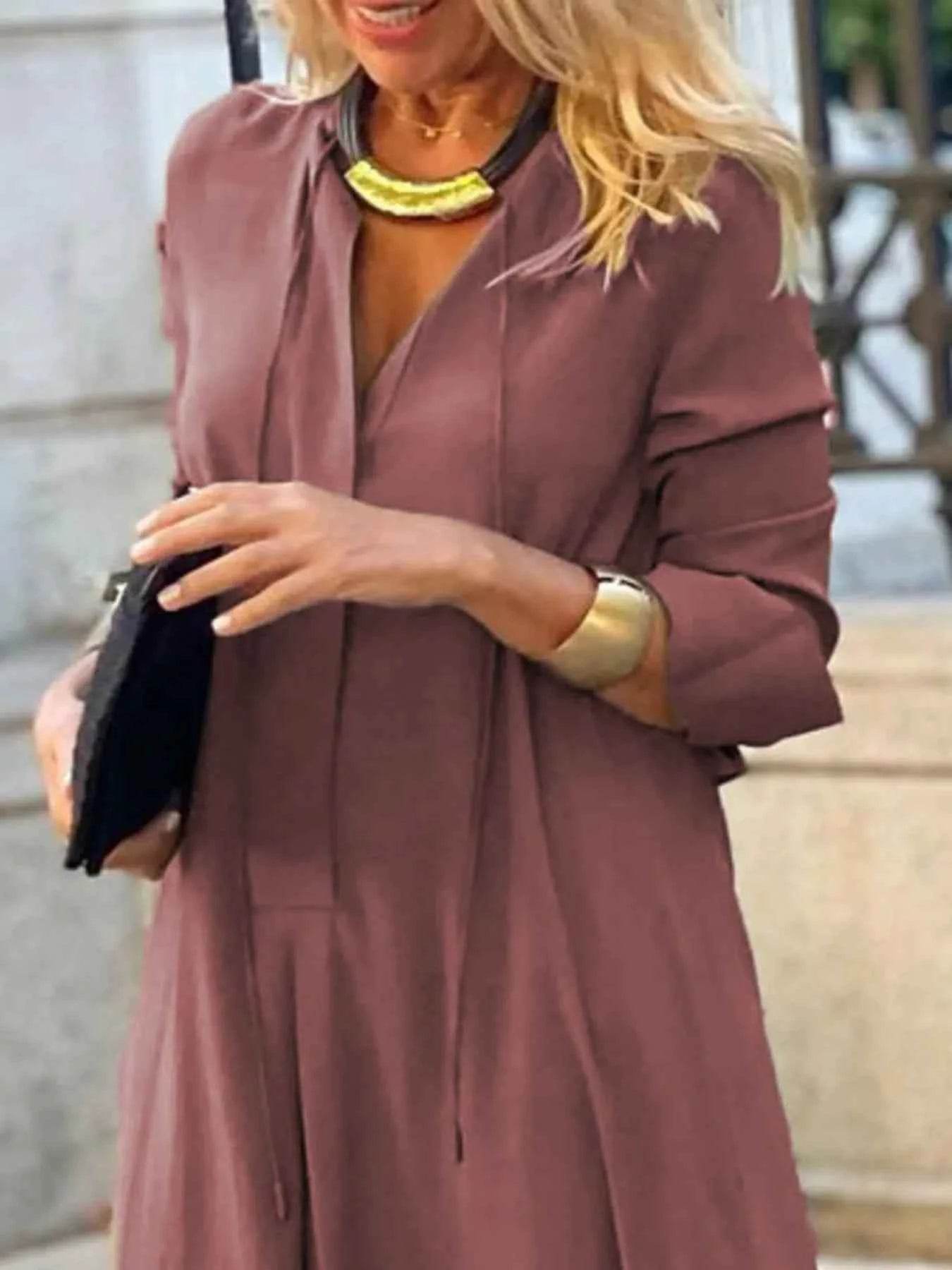 Plus Size Solid Color Maxi Shirt Dress.