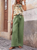 Printed Tank Top and Wide Leg Pants Set for Effortless Style - EBYNN