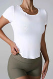 Cutout Round Neck Short Sleeve Active T-Shirt.