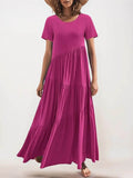 Round Neck Tiered Ruffle Maxi Dress.