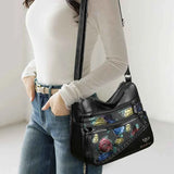 Large PU Leather Rose Pattern Shoulder Bag.
