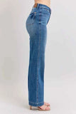 Judy Blue Plus Size High Waist Contrast Thread Straight Jeans.